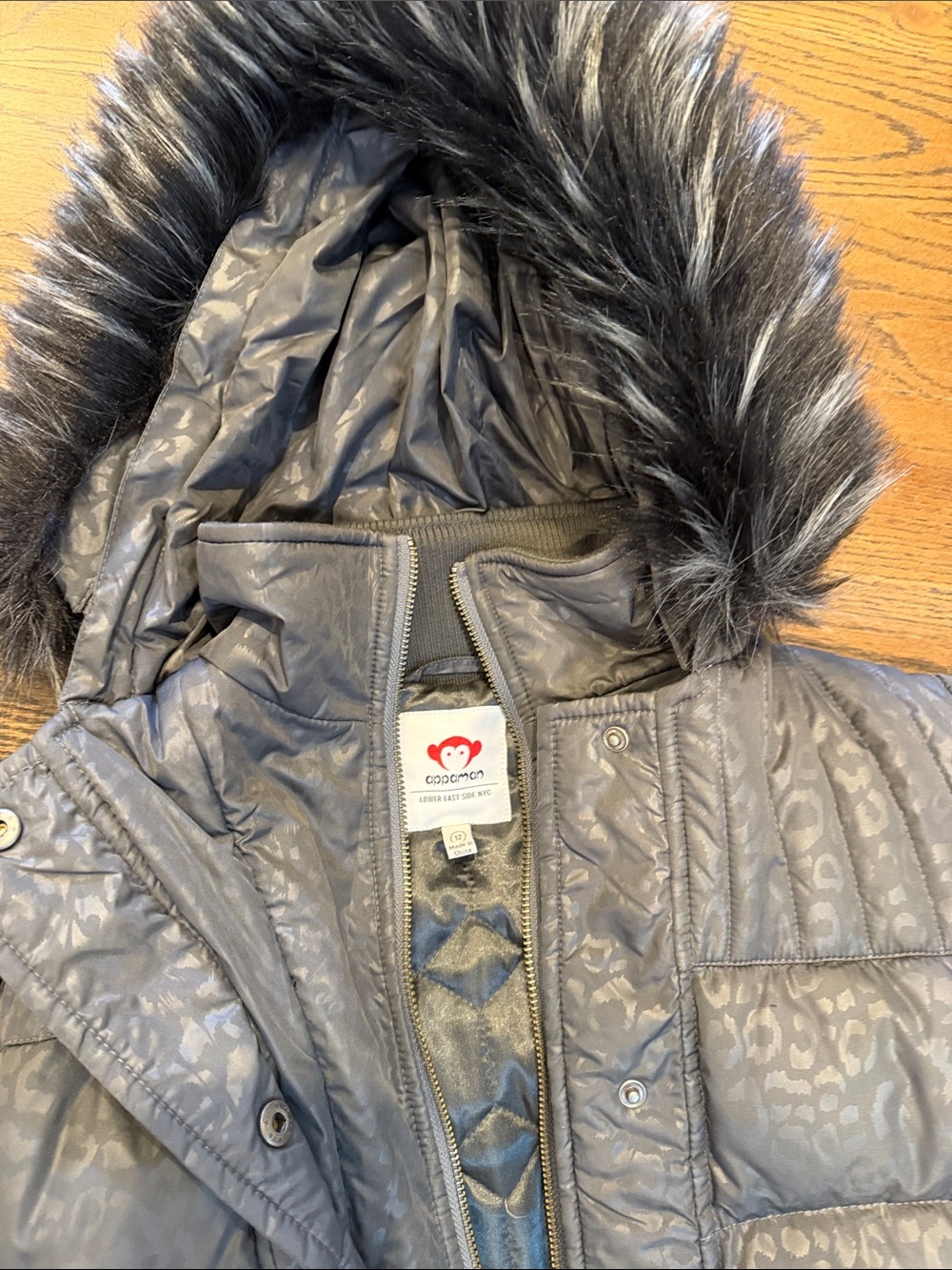Appaman Gray Faux-Fur Hooded Puffer Jacket